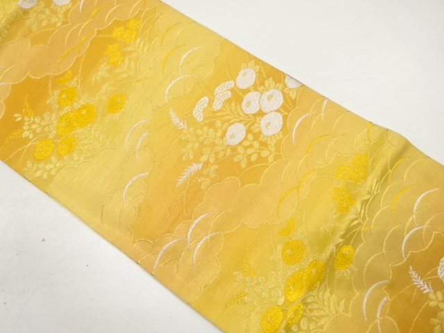 アンティーク　雲に秋草模様織り出し袋帯（材料）